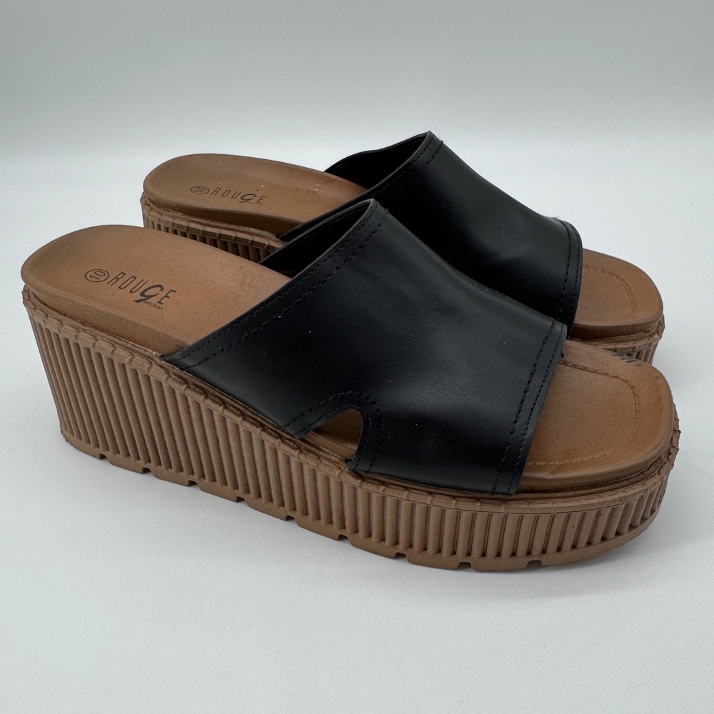 Y2K‎ Chunky Platform Slide Sandals 10 Rouge Helium Wedge Summer Festival Granola